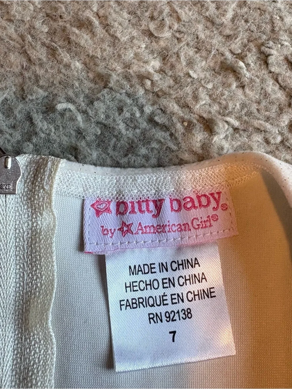 American Girl Bitty Baby Tiered Tulle Dress with Gold Star Print Gold Bow Sz 7
